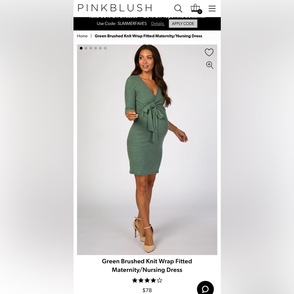 Pinkblush, Green, Knit Maternity Wrap Dress